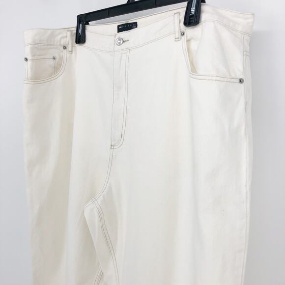 ASOS Womens Straight Keg Jeans US 20 Cream High Rise Denim Non Stretch Cotton - Picture 3 of 10